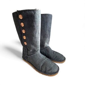 UGG Australia Denim & Plaid Tall Boots  – Women’s Size 9